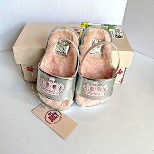 Juicy‎ Couture Toddler Girl Sandals Size 5 LIL SALIDA Silver Pink Crown NWT Faux